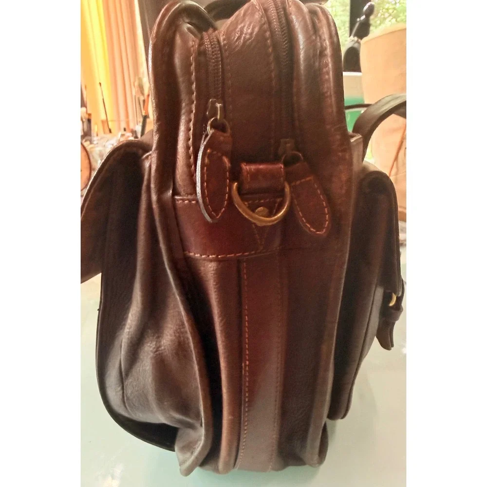 Fossil Vintage Brown Leather Briefcase Laptop Messenger Bag Missing Clasp